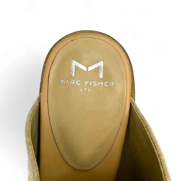 Marc Fisher Women's Vashi Ankle Strap Heels 7 Beige Tan Neutral Suede Sandals - Picture 6 of 11